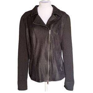Stitchfix Faux Suede Sweater Sleeves Moto zip Up Jacket Sz M